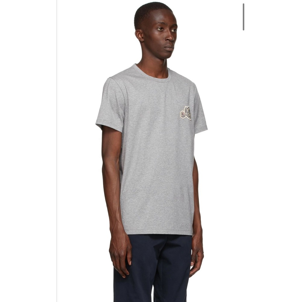Moncler Mens Gray Logo T Shirt Short Sleeve Casual Designer Tee